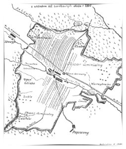 Mapa z Paprocanami z 1860 r. z przedwojennej monografii Tychów Ludwika Musioła